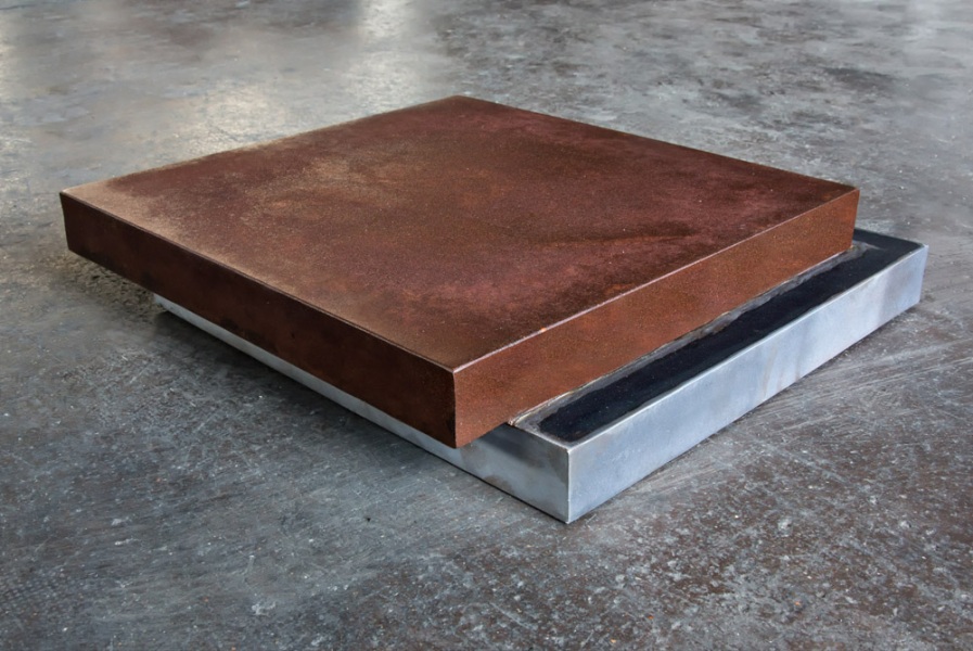 Mary Pola, Untitled n.11, cm 44x44x8h, oxidized iron and iron , 2012