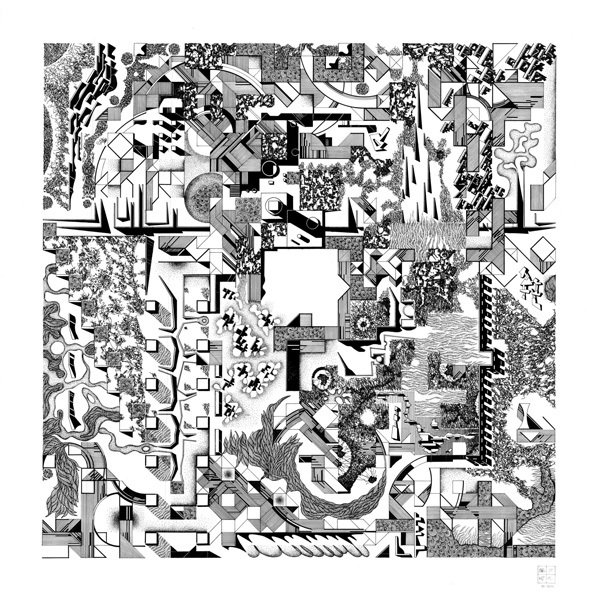 HITHER YON - Id: Scale I - Inchiostro su carta, 2011 - 74 x 74 x 5 cm incorniciato